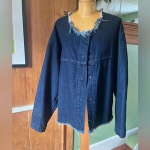 Marques ‘ Almeida denim jacket distressed neckline and hem, snap front